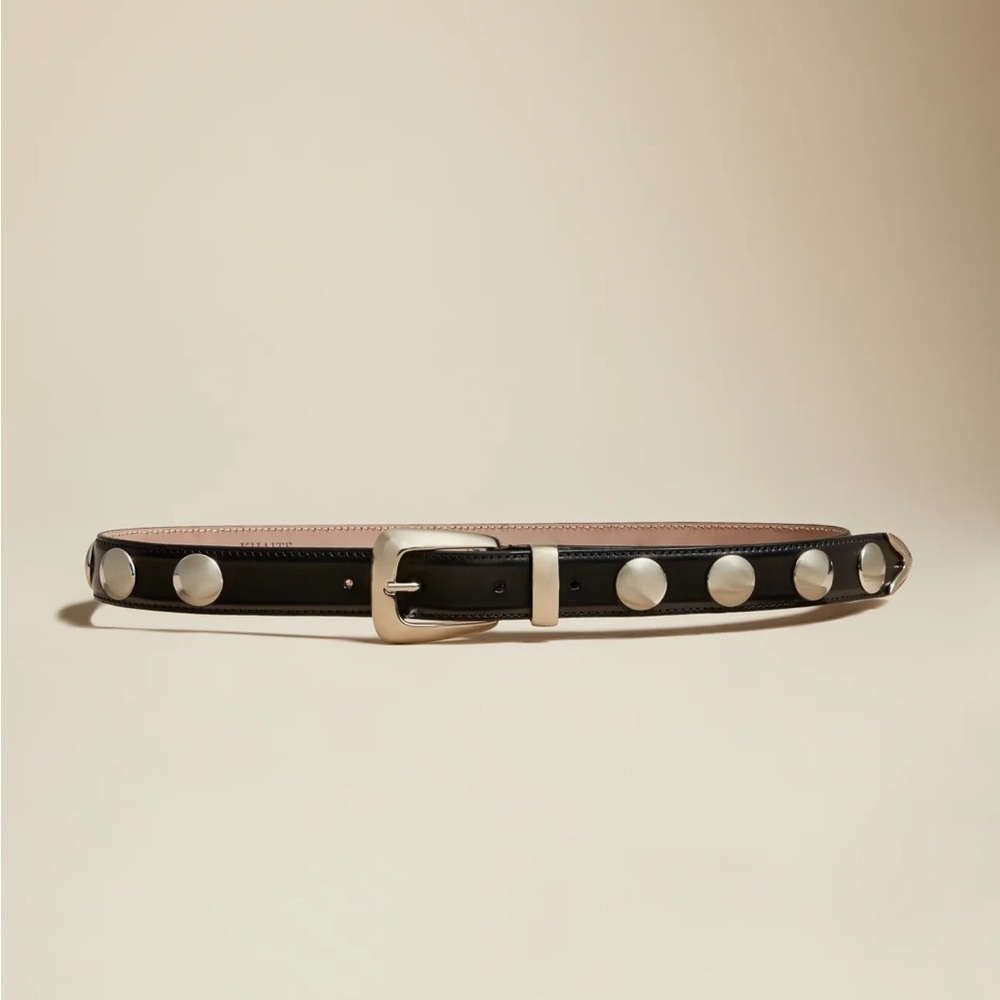 Khaite Benny Belt - black leather with silver studs M/L
